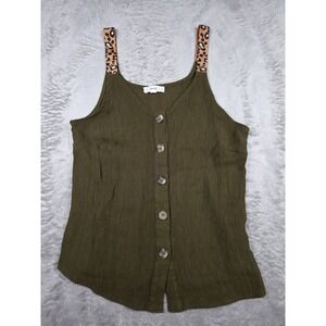 Mine Tank Top Womens Large Forest Green Leopard Straps
